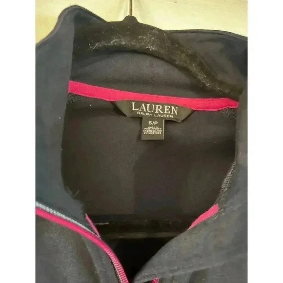 Lauren Ralph Lauren 1/4 Zip Dress Logo Tape Long Sleeve Navy Pink Size Small - Picture 5 of 6